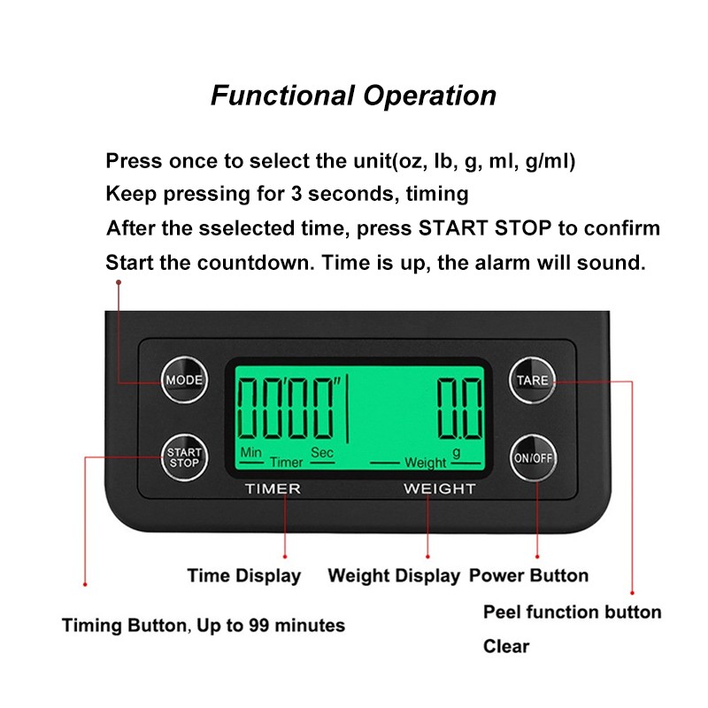 Báscula de café por goteo, báscula electrónica Digital de cocina de  3KG/0,1g báscula electrónica diseñada a medida Jadeshay A